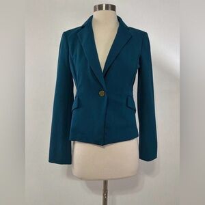 Calvin Klein Teal Single Button Petite Blazer Jacket Size 2P